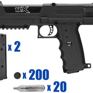 Tippmann TiPX Papa Paintball Pistol Package Kit - Black/Black